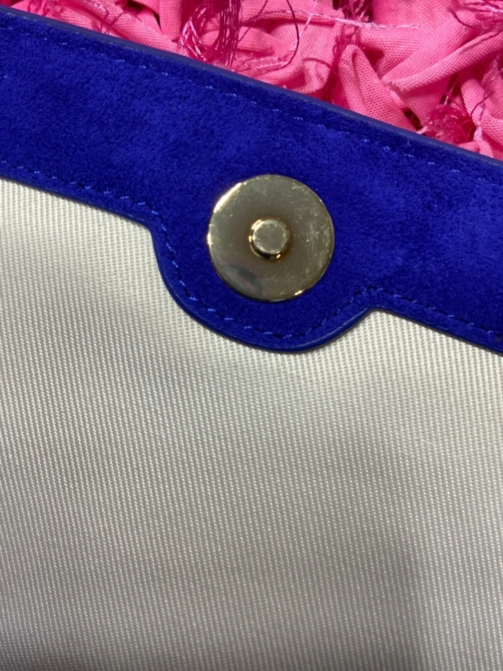 Ann Taylor Royal Blue Suede Envelope Clutch with Gold Chain Strap